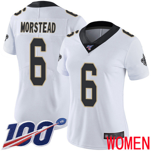 New Orleans Saints Limited White Women Thomas Morstead Road Jersey NFL Football #6 100th Season Vapor Untouchable Jersey